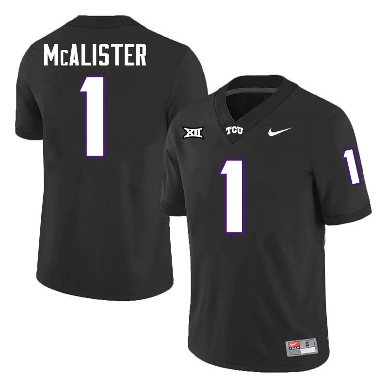 #1 Eric McAlister TCU Jersey,Texas Christian University Horned Frogs Football Jersey-Black